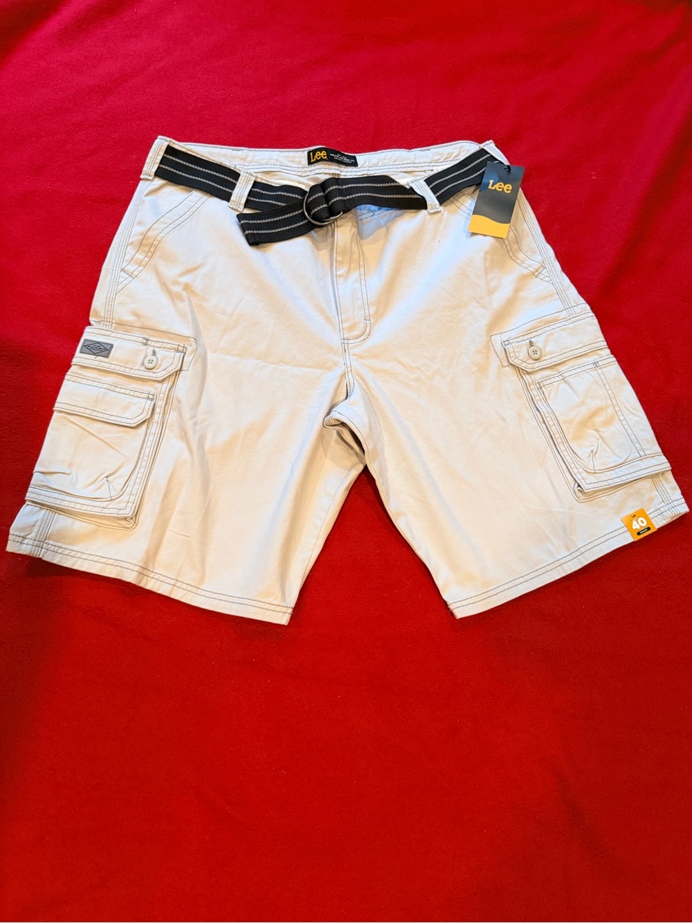 BUNDLE FOR $12 Men's LEE Cargo Shorts - Khaki & White Utility Styles - Picture 2 of 8